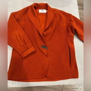[S]Janska Women's Orange Short Fleece One Button Jacket